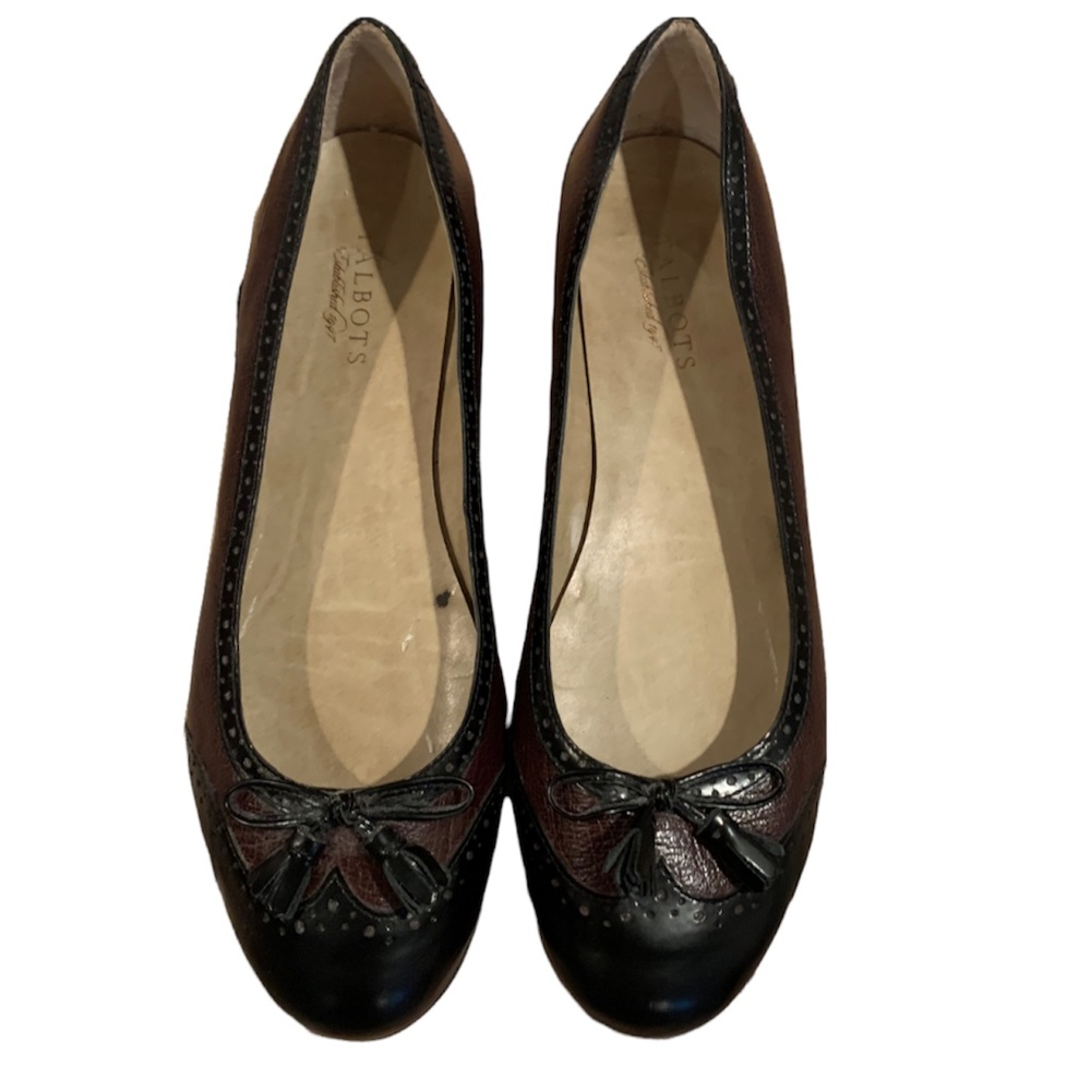 Talbots Wing Tip Leather Ballet Flats 10AA